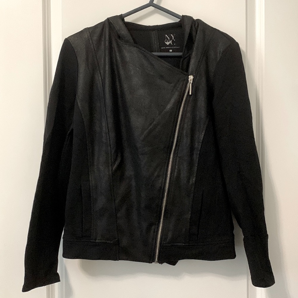 NY&Co Hooded Faux Leather Jacket